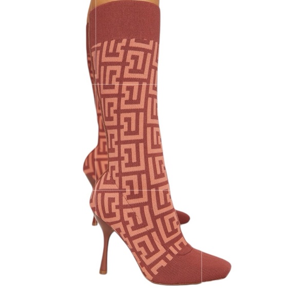 New In Box Leighton Printed Knit Heeled Boots, 9/10 - Picture 3 of 9